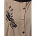 Front open Contrast embroidery abaya- Khaki